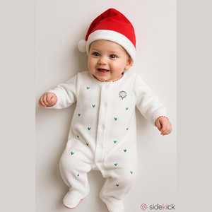Infant 6-9mos One-Piece Footed First Christmas Outfit with Hat